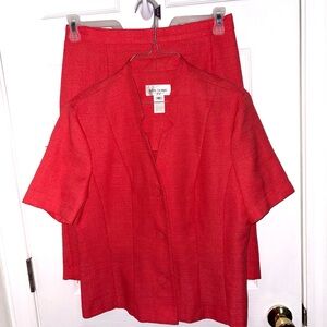 Miss Dorby Red Two-Piece Skirt Set - Short Sleeve Jacket & Matching Skirt